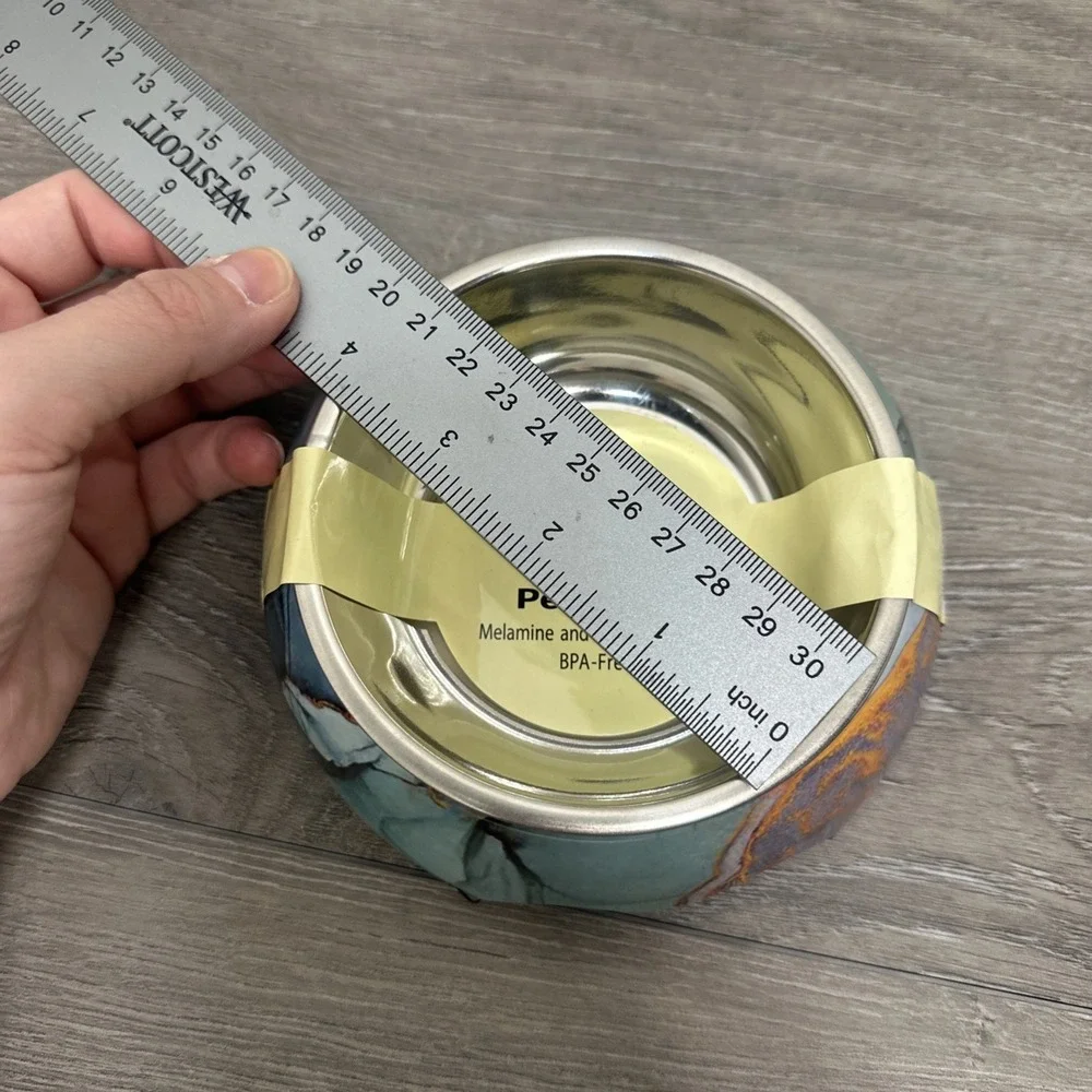 PAWSITIVE PETS 2 in 1 Pet Bowl Melamine Stainless Steel BPA Free Marble Design